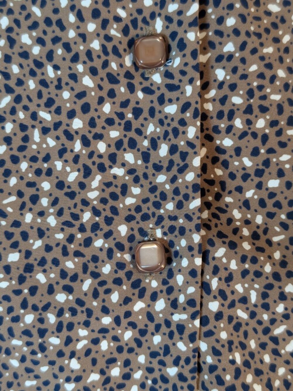 Vintage Country Sophisticates Brown Dainty Print Short Sleeve Button 8P Top - Picture 5 of 11